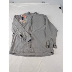 Donna Jessica Art to Wear Patchwork Embroidered Gray Mandarin Collar Shirt Women